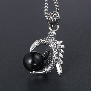 Mens Gothic Jewelry Casting <span class=keywords><strong>Eagle</strong></span> Dragon <span class=keywords><strong>Claw</strong></span> con Design pendente in pietra preziosa rossa - Product Image 6