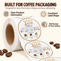 Étiquettes de café personnalisées, autocollants ronds en BOPP blanc pour sacs de grains de café avec impression couleur de qualité supérieure