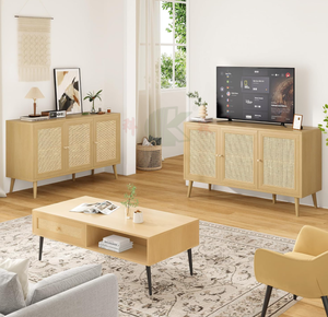 Armoire de rangement moderne de 59 pouces en libre-service avec buffet décoratif, portes en rotin, <span class=keywords><strong>console</strong></span> de <span class=keywords><strong>bar</strong></span> à café pour cuisine - Product Image 4