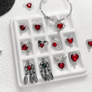 Alloy Edgy Black Red Heart <b>Dreamcatcher</b> Charm Pendant DIY Cute Unisex Jewelry Supplies Necklace <b>Bracelet</b> Beading Accessories - Product Image 4