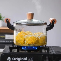 Ustensiles de cuisine en verre borosilicaté clair marmite avec poignée casserole en verre résistant à la chaleur marmite à soupe aux nouilles instantanées