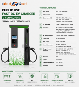 Chargeur DC 180 kW CCS2 GBT CHAdeMO à 3 connecteurs, terminal POS pour la <span class=keywords><strong>recharge</strong></span> rapide des véhicules électriques publics et commerciaux - Product Image 1