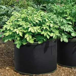 Black Fabric Grow Bags For Potato And Tomato Root Control Container Pots For Indoor/Outdoor Gardens