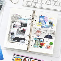 Autocollants carrés adhésifs amovibles à motifs de dessins animés, papier couché mat pour scrapbooking et projets DIY