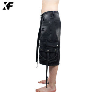 شورت جينز رجالي أصلي من XUFEI بتصميم مخصص، ملابس الشارع، 100% قطن، فضفاض، بنمط كارجو، معالج بالحمض - Product Image 2