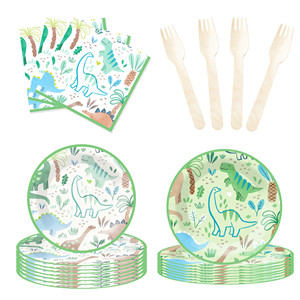 DAMAI Nuevo Juego de Vajilla Desechable de Papel con Diseño de Animales para Fiestas Infantiles, Platos, Vasos y Servilletas con Temática de Dinosaurios - Product Image 3
