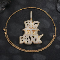 Collier pendentif Hip Hop en bambou micro-incrusté de diamants, grand modèle, pour hommes et femmes, accessoires tendance style rap et dollar