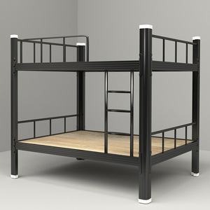 Cama litera industrial de acero de alta resistencia, cama doble metálica para dormitorio de adultos con barandilla de seguridad para hostales escolares - Product Image 1