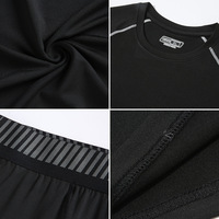 Ensemble de sport pour homme à rayures, comprenant un t-shirt de compression à manches longues et un pantalon de sport moulant, séchage rapide, élastique, idéal pour la course et le basketball