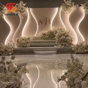 ฉากหลังตกแต่งงานแต่งงานสีขาว B02-296เรียบอะคริลิครูปตัวเอสทำให้พื้นหลังเวทีมีแสงอบอุ่นสำหรับงานอีเว้นท์ - Product Image 1