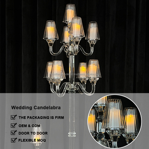 SMOOTH Tall Luxury Crystal <b>Clear</b> Glass Centerpiece <b>Table</b> Decoration Crystal Wedding Candle Holder for Events Decor - Product Image 2