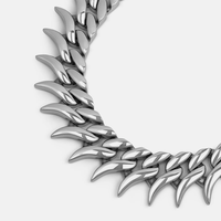 Collier en acier inoxydable 316L, maillons cubains, plumes et pointes, style punk gothique, bijou statement, chaîne streetwear, unisexe