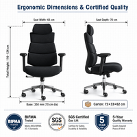 Chaise de bureau ergonomique de direction à dossier haut en maille, avec accoudoirs 3D, appui-tête à 2 positions, chaise de travail pivotante pour bureau