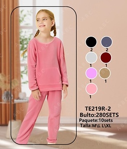 Te219r 2 Pijamas para Niñas, Manga Larga, Forro Polar Suave y Cómodo, Ropa de Dormir de Invierno, Color Sólido, Largo Regular, 100% Algodón - Product Image 3
