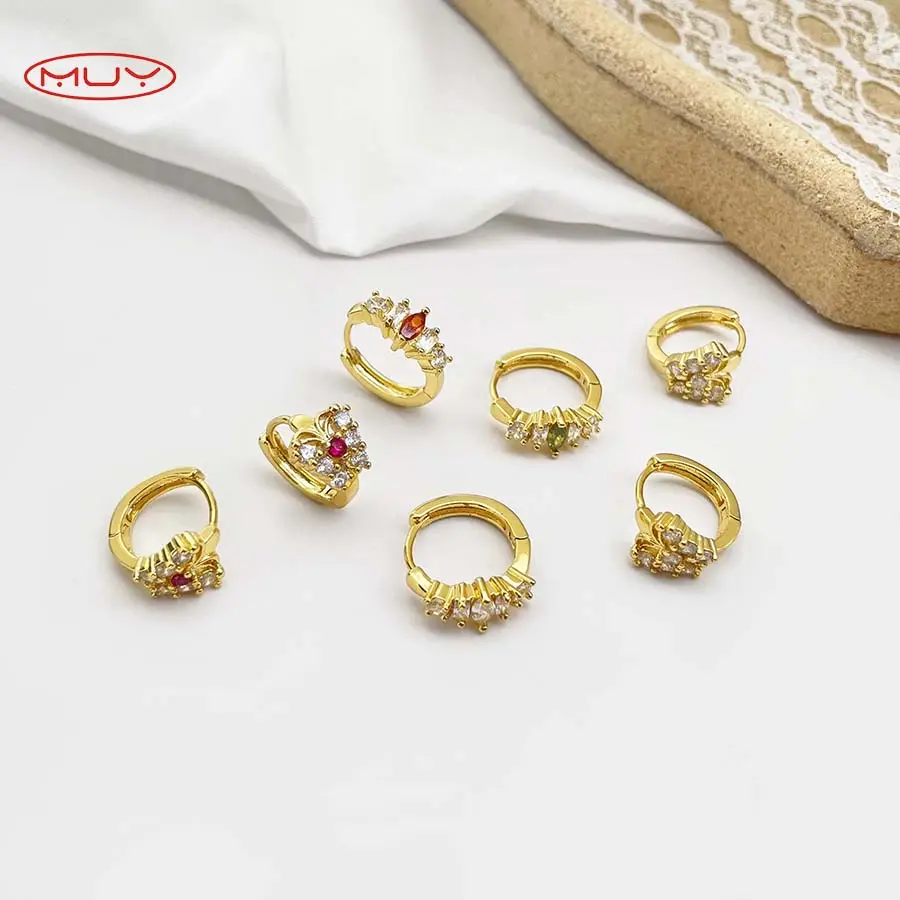 Muyang 2023 accessories woman jewelry wholesaler plated earings zirconia 18k gold earrings for girls