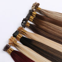 Extensions de cheveux russes Remy à pointe K, super double drawn, trame plate, pointes de kératine de haute qualité, cuticules alignées, couleur claire