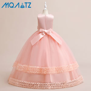 Neujahr Hochzeits feier <span class=keywords><strong>Prom</strong></span> Kleid für Mädchen Kinder im Alter von 4-12 Jahren O-Ausschnitt Spitze Dekoration gehäkelte Techniken Satin Stoff - Product Image 5