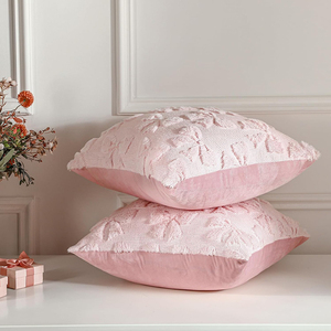 Funda de Almohada con Lazo Rosa, Felpa Suave, Decoración <span class=keywords><strong>Coqueta</strong></span> para Habitación de Niñas, Estilo Preppy - Product Image 2