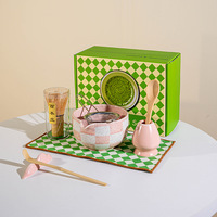 Ensemble de 8 fouets en bambou, bol à matcha en céramique personnalisé, brosse à thé, outil à matcha japonais en bambou, coffret cadeau