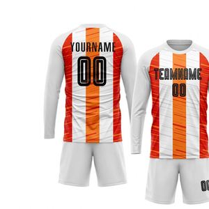 <b>Long</b> Sleeve Stripe Soccer or Jersey Set Football Uniform Breathable Performance Sportswear <b>Match</b> Training Kit Sportwear - Product Image 3