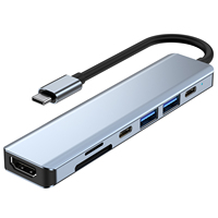 Base de Conexión para Hardware y Software de Computadora, Hub 7 en 1 Tipo C a 4K HDMI, USB 3.0, USB 2.0, TF, SD, PD, Adaptador Hub USB C