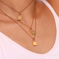 Colliers pendentifs pour femmes, breloque vintage en forme de cadenas avec chaîne en O, acier inoxydable PVD, ne ternit pas