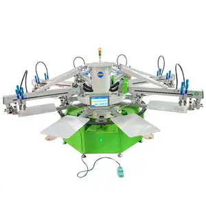 DGRUIDA 6 Color 8 Stations Rotary Silk Screen Printing Machine For T Shirts Textile Clothes Garment Automatic Screen Printer
