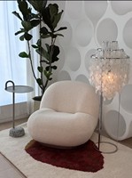 Fauteuil Cloud Lazy Sofa individuel en forme de poire, revêtement en laine d'agneau, sans assemblage requis, blanc, design minimaliste moderne, petit modèle.