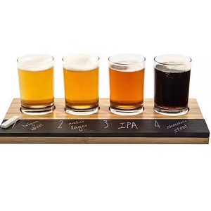 Accesorios para Bebidas: Bandeja de Madera Marrón Oscuro para Servir 4 Vasos de Cerveza con Pizarra para <span class=keywords><strong>Erdinger</strong></span> de Russia Abbey's - Product Image 3