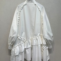 Robe chemise vintage printemps-été à manches lanternes, col montant, simple boutonnage, coupe ample, décontractée, unie, style japonais