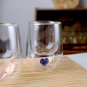 Taza de Café de Vidrio de Doble Capa con Diseño Nuevo, Taza de Vidrio de Borosilicato Alto con Corazón de <span class=keywords><strong>Amor</strong></span> en el Interior, Diseño Personalizado - Product Image 3