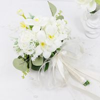 Hoogwaardig wit zijden modern Chinees vintage elegant Koreaans kunstmatig bruidsboeket met afneembare bloemen voor bruiloften