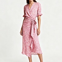 Robe midi à imprimé floral, col en V, manches à volants, élégante, décontractée, pour tous les jours, imprimé floral multicolore
