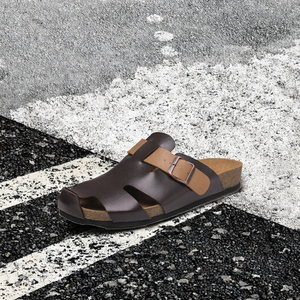 Zapatos de Verano Planos con Punta Cerrada y Diseño Clásico Italiano, Zuecos para Hombre, Nuevos, de Cuero PU Suave, con Hebilla de Corcho, con Tiras Cruzadas, de EVA - Product Image 3