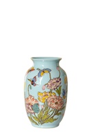 Cadre antique ornements de salon nouveau Style chinois coloré Relief Vase pleine glaçure hydroponique Arrangement de fleurs en céramique