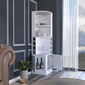 Gabinete de Bar DB Papprika con acabado blanco con 8 cubículos de vino y puerta doble - Product Image 6