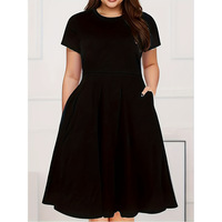 Nouvelle mode de robe col rond grande taille de haute qualité en gros, robe d'été confortable et décontractée à manches courtes pour femmes, OEM