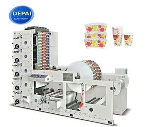 Máquina de impresión flexográfica de bebidas de vasos de papel desechables multicolor automática