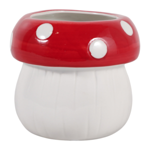 Vaso per Fiori a Forma di Fungo in Gres con Puntini Rossi e Bianchi per Decorazione Interna ed Esterna del Giardino - Product Image 4