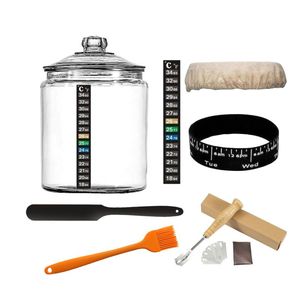 Kit de démarrage de levain en verre avec couvercle en tissu respirant pour la cuisson du pain - Offre Spéciale - Product Image 6