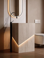 Vente en gros usine à prix compétitif : Lavabo sur pied en pierre frittée polie, forme ovale, blanc, aspect marbre, disponible en différentes tailles