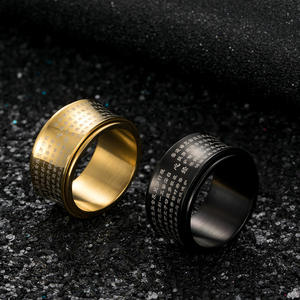 Heart Sutra Rotating Stainless Steel <b>Ring</b> Gold Color Unisex Jewelry Gift - Product Image 2