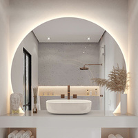 Miroir de maquillage LED minimaliste personnalisé pour salle de bain, vente en gros, lavabo semi-circulaire, miroir lumineux pour la maison, décoration d'hôtel