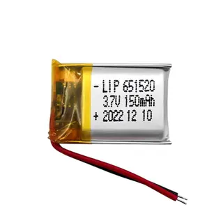 Rechargeable 3.7v 150mah 651520 lithium ion polymer lipo battery medical battery