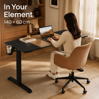 Bureau de travail électrique réglable en hauteur AOR, surface en PVC, montage facile, crochet pour casque en bois, cuir PU, en forme de Z, vente en gros d'usine