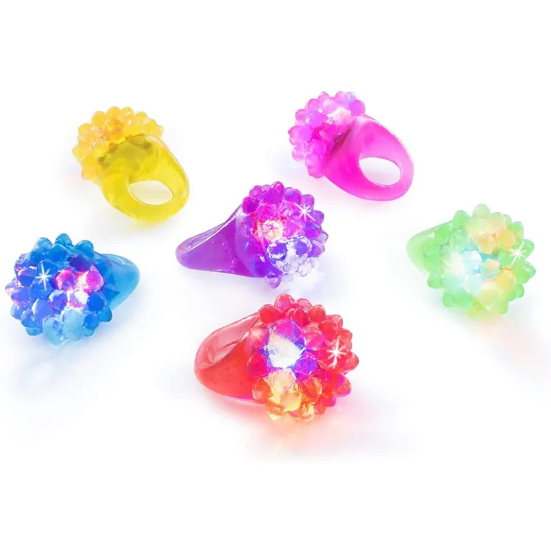 Mainan jari cincin karet Jelly menyala, warna-warni, mainan jari untuk pesta, pertunjukan acara, konser, hadiah