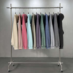 Felpe 100% pesante in cotone lavato francese con cappuccio in spugna con Zip YKKzipper Unisex <span class=keywords><strong>Street</strong></span> Styles oversize Vintage con cerniera a cerniera - Product Image 4