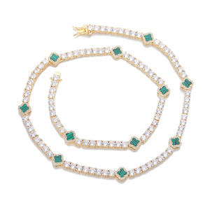 Collar Personalizado <span class=keywords><strong>de</strong></span> Joyería Femenina Exquisita con Circonitas Cúbicas Brillantes, Cadena Estilo Tenis, Flor <span class=keywords><strong>de</strong></span> la Suerte, Trébol <span class=keywords><strong>de</strong></span> Cuatro Hojas, Colorido, para Regalo - Product Image 6