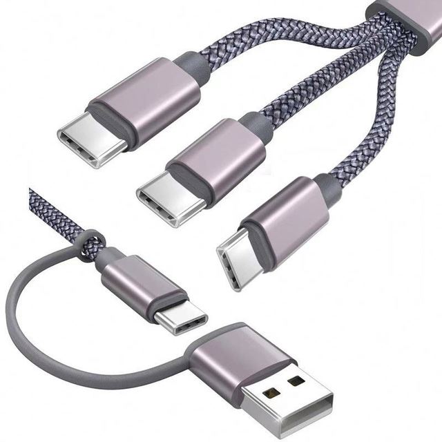 New Design 100W 5 in 1 Usb C a to USBC Micro Multi Charging Cable With Nylon Braided Type C to C PD Cable