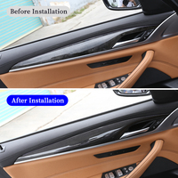 Pour BMW série 5 G30 G38 F90 M5 2018-2020 véritable Fiber de carbone porte de voiture panneau intérieur protecteur couverture bande lèvre garniture accessoires